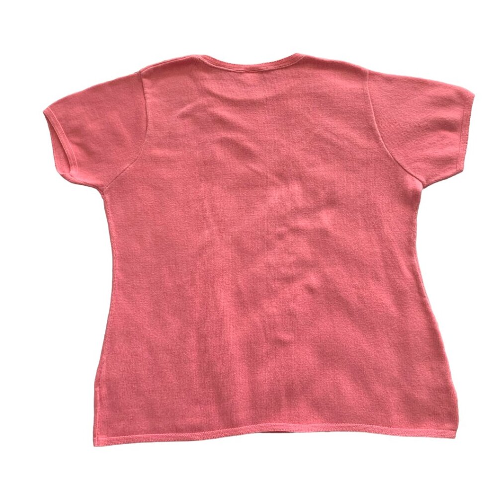 HONORS Vintage 90s Women's Peach Pink Short Sleeve Crewneck Sweater Sz L/XL - Picture 3 of 5